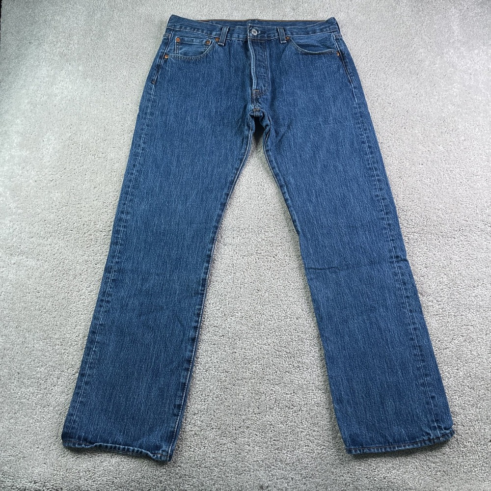 Levis 501 Jeans Mens 34x32 Blue Original Fit Straight Button Fly Cotton Denim